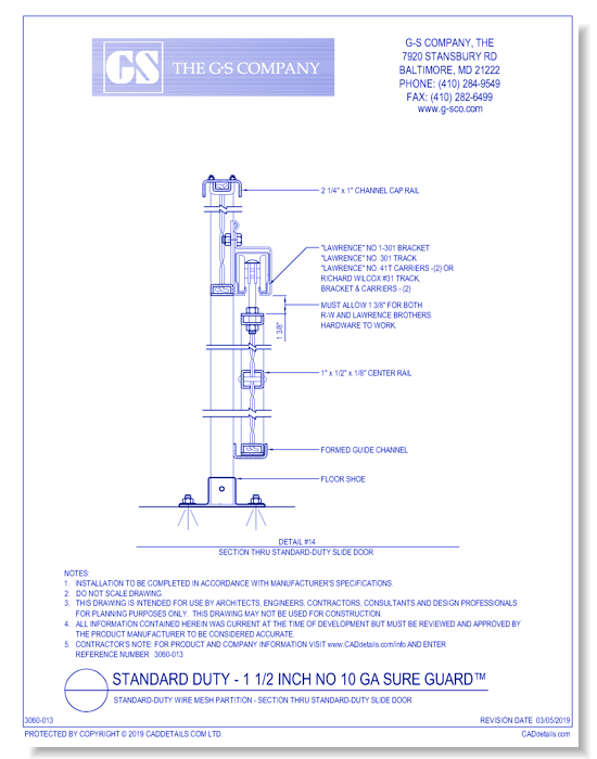 Standard-Duty Wire Mesh Partition - Section Thru Standard-Duty Slide Door