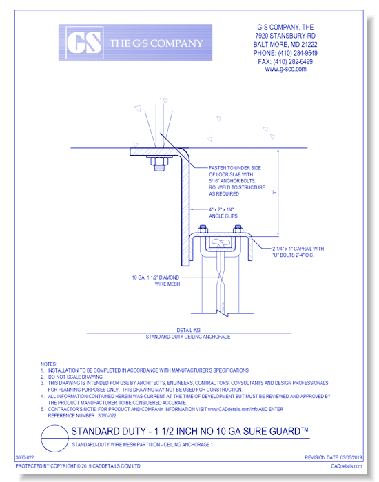 Standard-Duty Wire Mesh Partition - Ceiling Anchorage 1