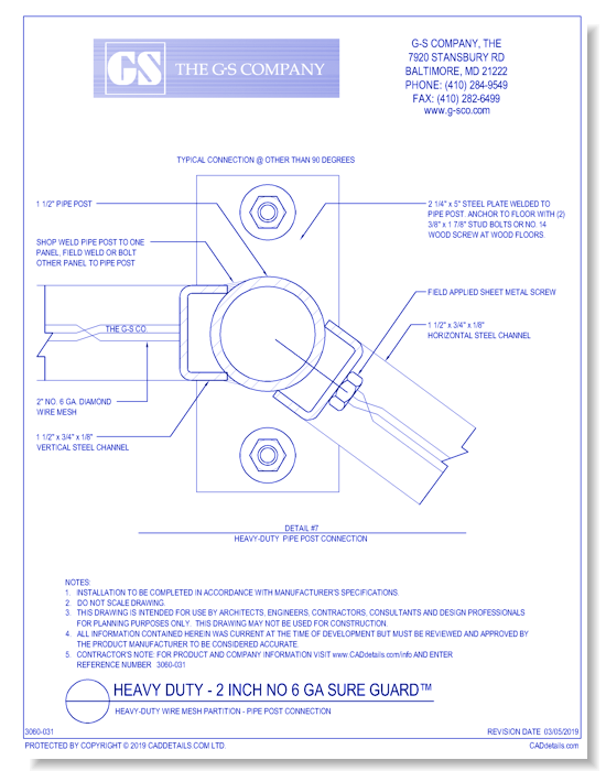 Heavy-Duty Wire Mesh Partition - Pipe Post Connection