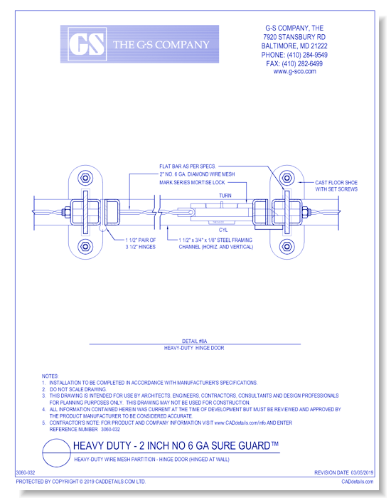Heavy-Duty Wire Mesh Partition - Hinge Door (Hinged at wall)