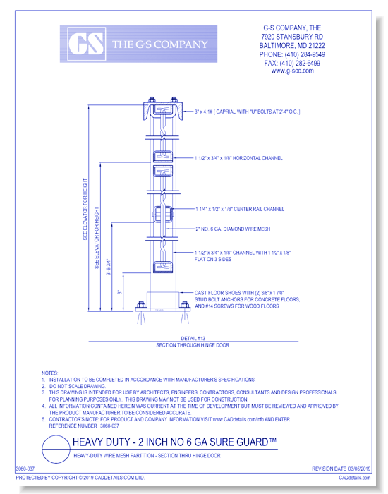 Heavy-Duty Wire Mesh Partition - Section Thru Hinge Door