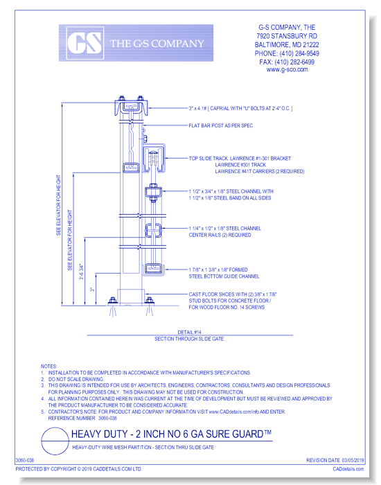 Heavy-Duty Wire Mesh Partition - Section Thru Slide Gate