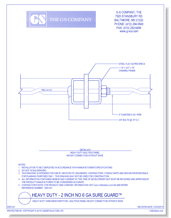 Heavy-Duty Wire Mesh Partition - Multiple Panel Height Connection Without Shoe