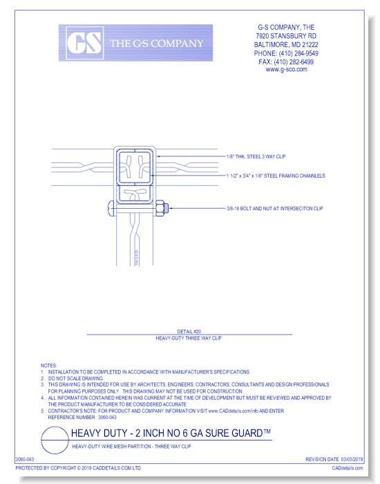 Heavy-Duty Wire Mesh Partition - Three Way Clip