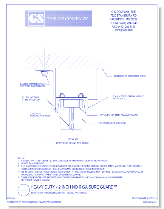 Heavy-Duty Wire Mesh Partition - Ceiling Anchorage