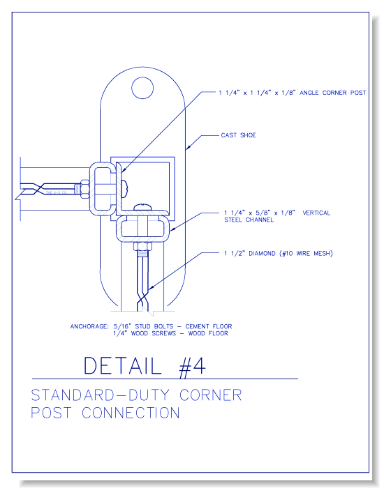 Standard-Duty Wire Mesh Partition - Corner Post Connection
