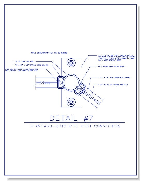 Standard-Duty Wire Mesh Partition - Pipe Post Connection