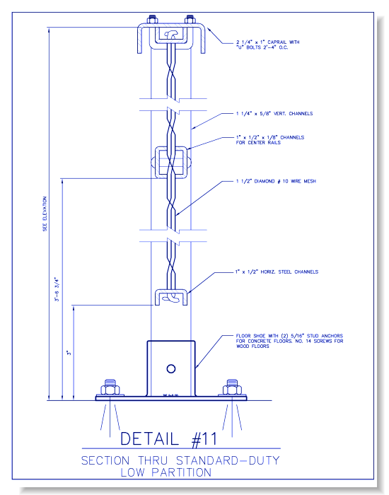 Standard-Duty Wire Mesh Partition - Section Thru Standard-Duty Low Partition