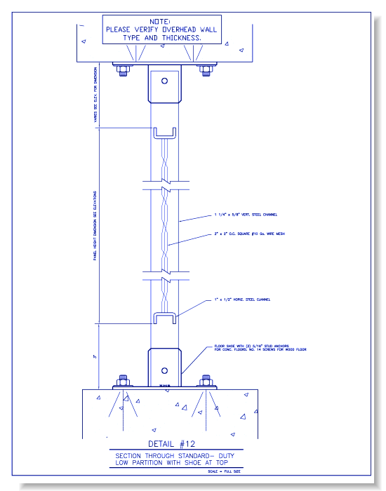 Standard-Duty Wire Mesh Partition - Section Thru Standard-Duty Low Partition With Shoe At Top