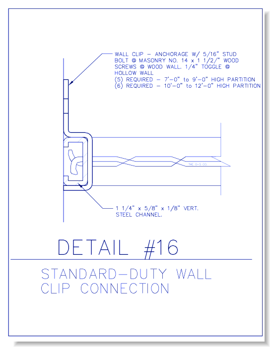 Standard-Duty Wire Mesh Partition - Wall Clip Connection