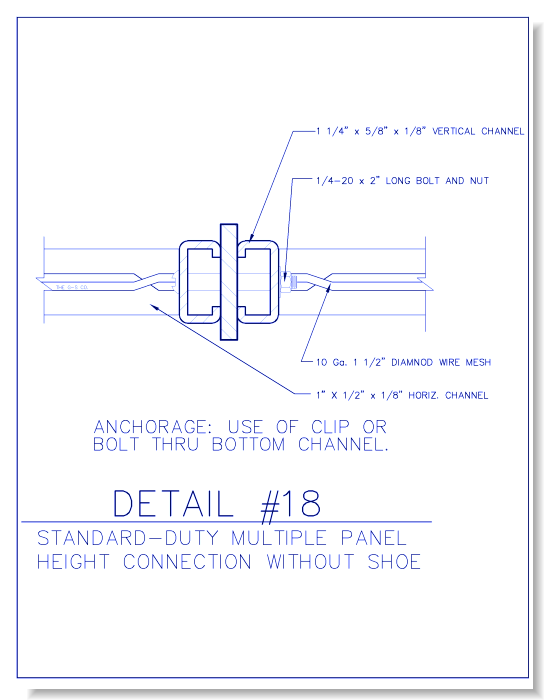 Standard-Duty Wire Mesh Partition - Multiple Panel Height Connection Without Shoe