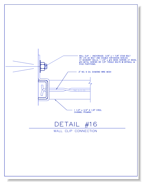 Heavy-Duty Wire Mesh Partition - Wall Clip Connection