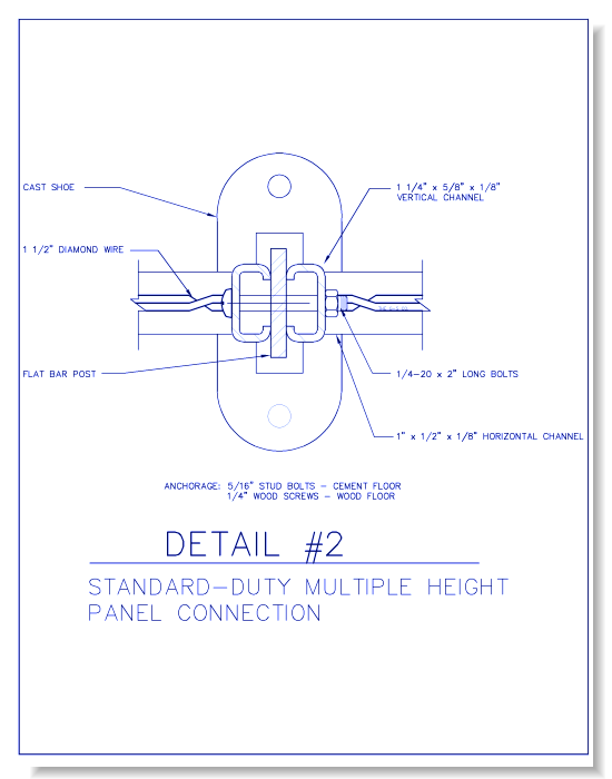 Standard-Duty Wire Mesh Partition - Multiple Height Panel Connection