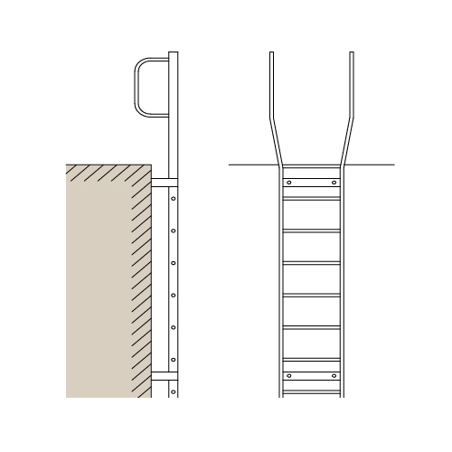CAD Drawings BIM Models Alaco Ladder Co. Exterior Roof Access Ladder: 561 Handrails Over Roof