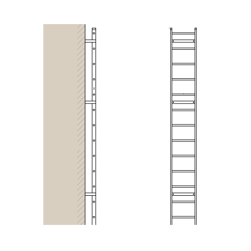 CAD Drawings BIM Models Alaco Ladder Co. Exterior Roof Access Ladder: 561SE Side Exit
