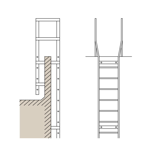 CAD Drawings BIM Models Alaco Ladder Co. Exterior Roof Access Ladder: 563 Parapet Return