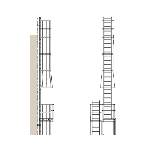 CAD Drawings BIM Models Alaco Ladder Co. Cages & Platforms: 561SE-CP Side Exit with Rest Platform