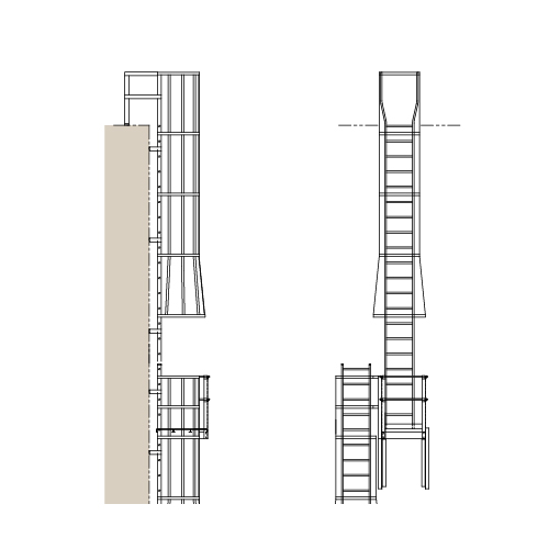 CAD Drawings BIM Models Alaco Ladder Co. Cages & Platforms: 562-CP Roof Return with Rest Platform