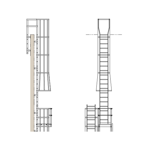 CAD Drawings BIM Models Alaco Ladder Co. Cages & Platforms: 563-CP Parapet Return with Rest Platform