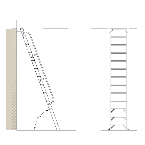 CAD Drawings Alaco Ladder Co. Roof Hatch Access: H70 – 70° Ships Ladder