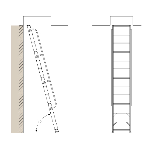 CAD Drawings Alaco Ladder Co. Roof Hatch Access: H75 – 75° Ships Ladder
