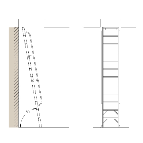 CAD Drawings Alaco Ladder Co. Roof Hatch Access: H80 – 80° Ships Ladder