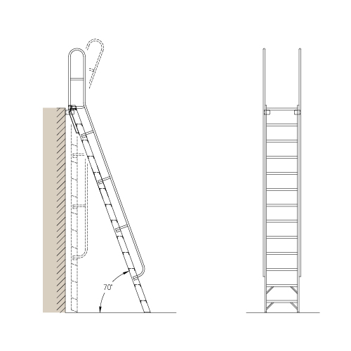 CAD Drawings Alaco Ladder Co. Mezzanine Access: MP70 – 70° Folding Ladder