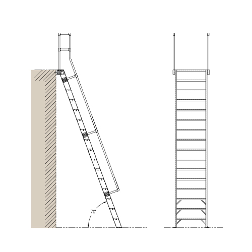 CAD Drawings Alaco Ladder Co. Mezzanine Access: M1000 – 70° Ships Ladder