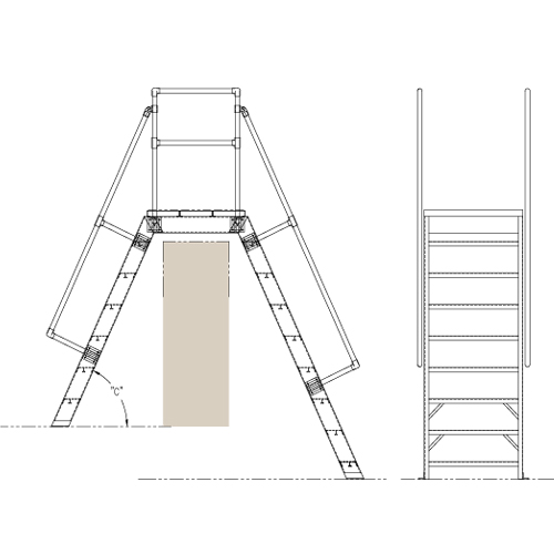 CAD Drawings Alaco Ladder Co. Mezzanine Access: X1000 Ships Ladder with Platform and Return