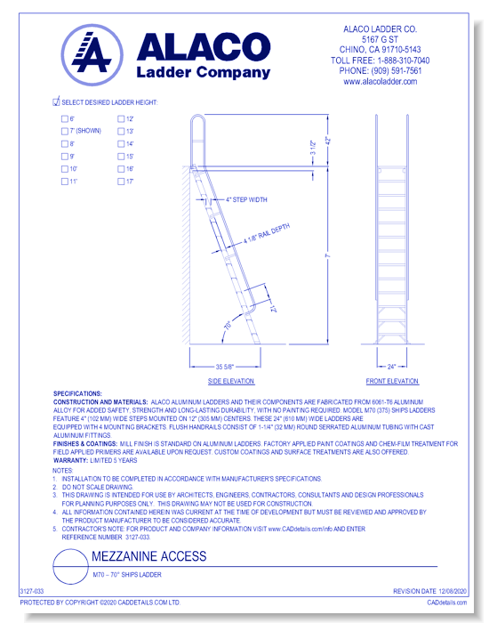 Mezzanine Access: M70 – 70° Ships Ladder