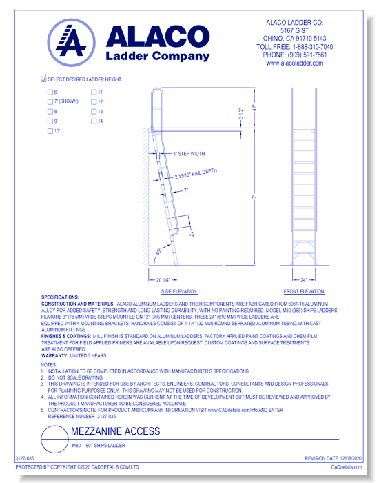 Mezzanine Access: M80 – 80° Ships Ladder
