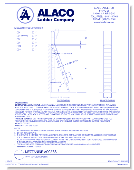 Mezzanine Access: MP70 – 70° Folding Ladder
