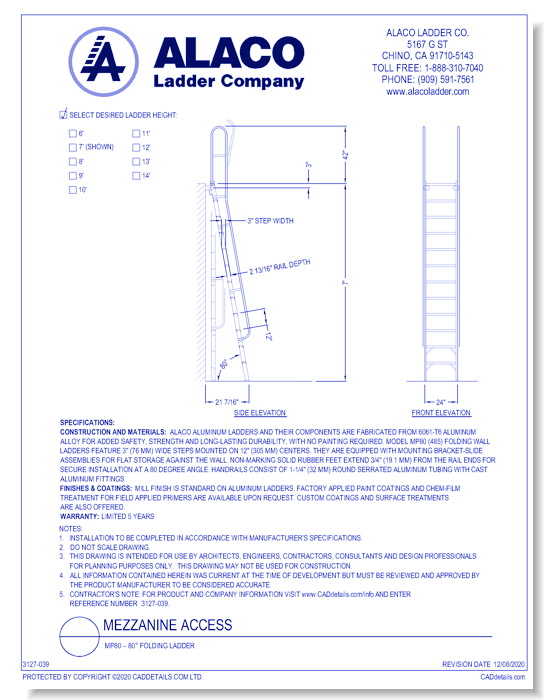 Mezzanine Access: MP80 – 80° Folding Ladder