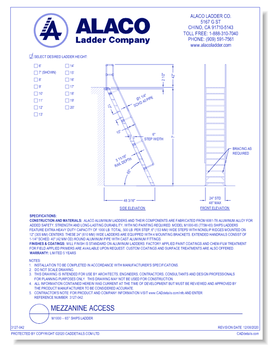 Mezzanine Access: M1000 – 65° Ships Ladder