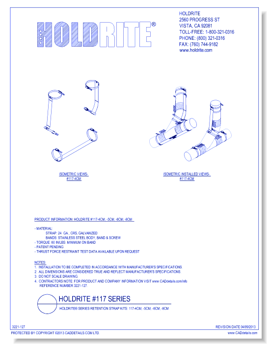 HOLDRITE® Series Retention Strap Kits: 117-4CM, -5CM, -6CM, -8CM
