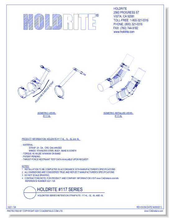 HOLDRITE® Series Retention Strap Kits: 117-4L, -5L, -6L and -8L