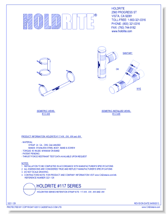 HOLDRITE® Series Retention Strap Kits: 117-4W, -5W, -6W and -8W