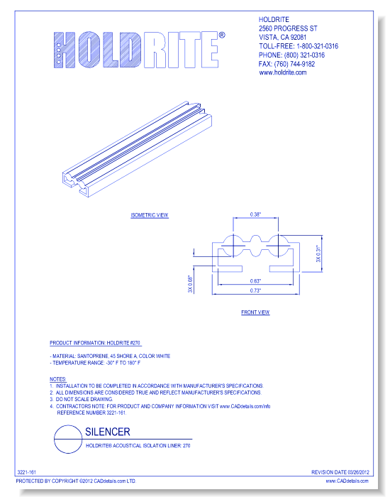 HOLDRITE® Acoustical Isolation Liner: 270