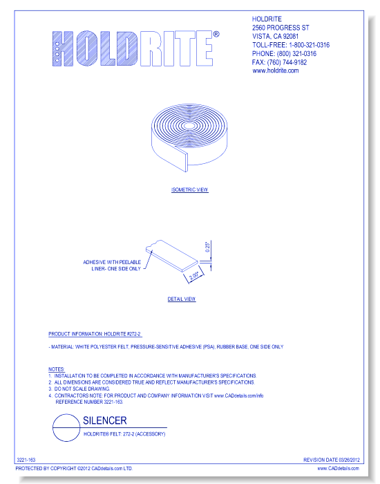 HOLDRITE® Felt: 272-2 (Accessory)