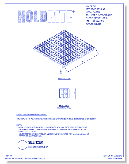 HOLDRITE® Riser Pad: 274