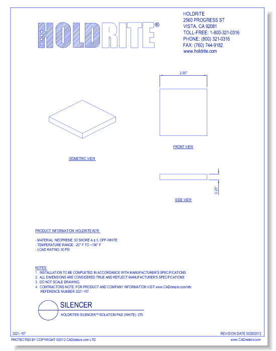 HOLDRITE® Silencer™Isolation Pad (White): 276