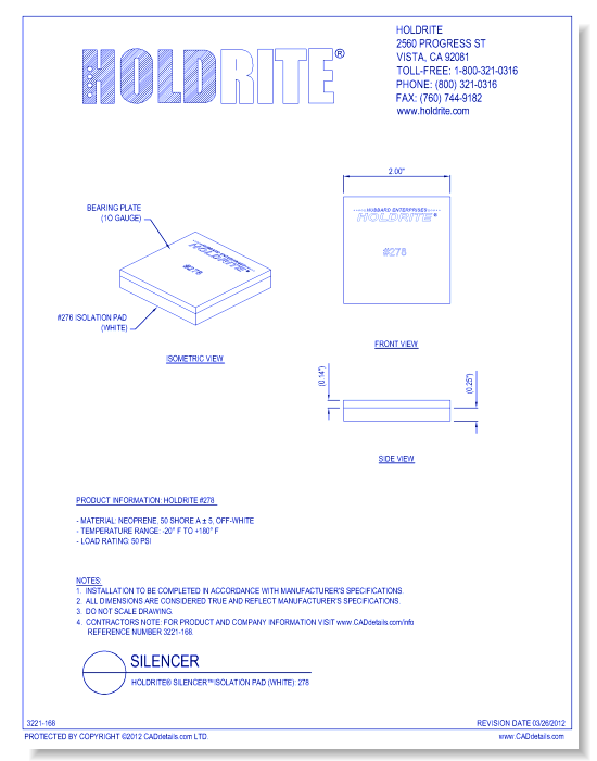 HOLDRITE® Silencer™Isolation Pad (White): 278