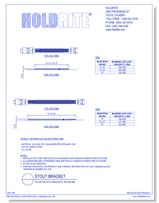 HOLDRITE® Stout Bracket®: SB3 and SB4
