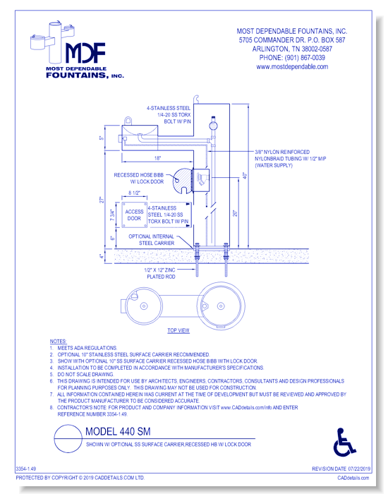 ** 440 SM** w/ 10 Inch SS Surface Carrier, Recessed HB w/ Lock Door