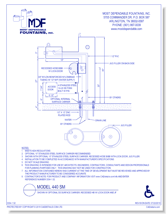 ** 440 SM** w/ 10 Inch SS Surface Carrier, Recessed HB w/ Lock Door, JF