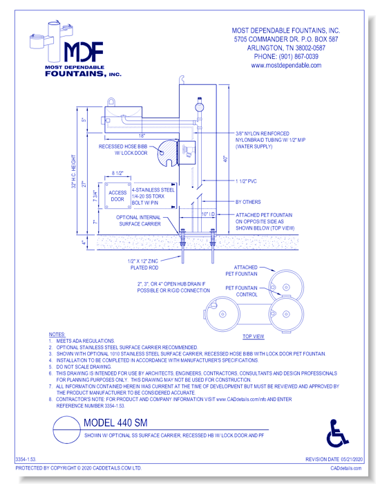 ** 440 SM** w/ 1010 SS Surface Carrier, Recessed HB w/ Lock Door, PF