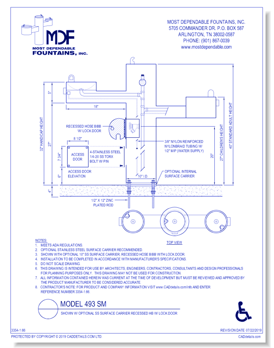** 493 SM** w/ 10 Inch SS Surface Carrier, Recessed HB w/ Lock Door