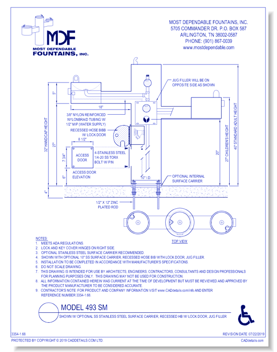 ** 493 SM** w/ 10 Inch SS Surface Carrier, Recessed HB w/ Lock Door, JF