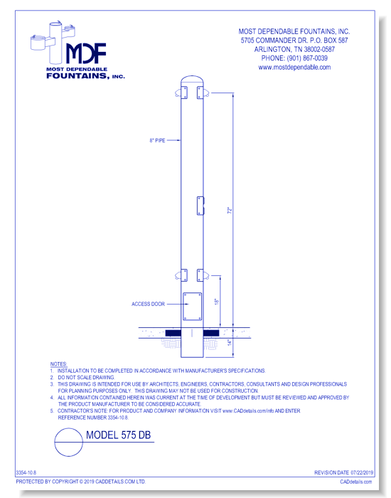 ** 575 DB** Pedestal direct bury shower with back to back shower heads and foot wash heads.