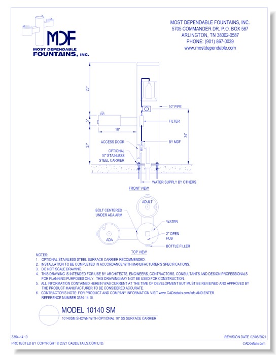 **10140 SM** Shown with Optional 10" SS Surface Carrier